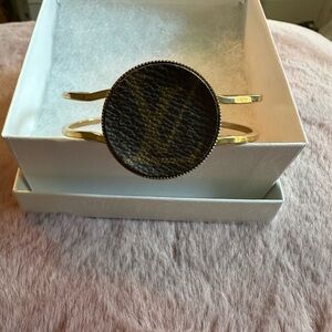 NWOT Upcycled LV Monogrammed Gold Cuff Bracelet